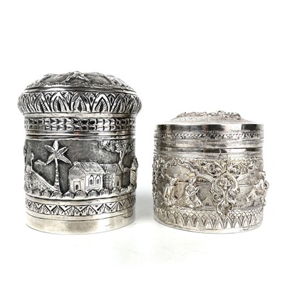 Lot 371 - Two Burmese silver canisters, 19th century.