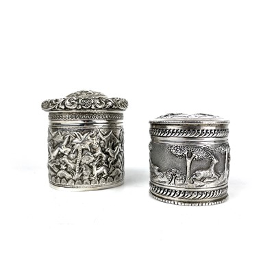 Lot 372 - Two Burmese silver canisters, 19th century.