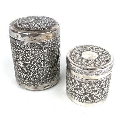 Lot 373 - Two Burmese silver cannisters, 19th century.