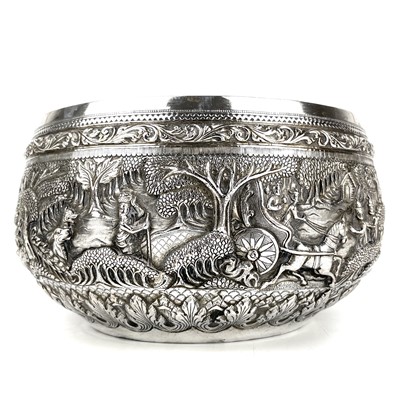 Lot 367 - A large Burmese silver bowl, 19th century.