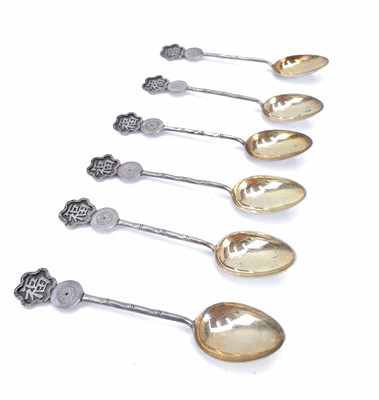 Lot 161 - A set of six Chinese silver teaspoons.