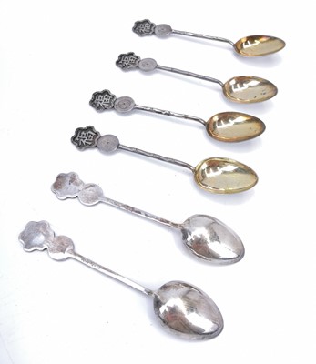 Lot 161 - A set of six Chinese silver teaspoons.