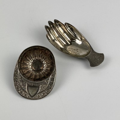 Lot 19 - Two modern silver George III style caddy spoons, both by Francis Howard Ltd.