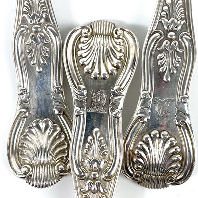 Lot 34 - An early Victorian silver King's Pattern set of six table forks by George William Adams.