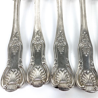 Lot 34 - An early Victorian silver King's Pattern set of six table forks by George William Adams.