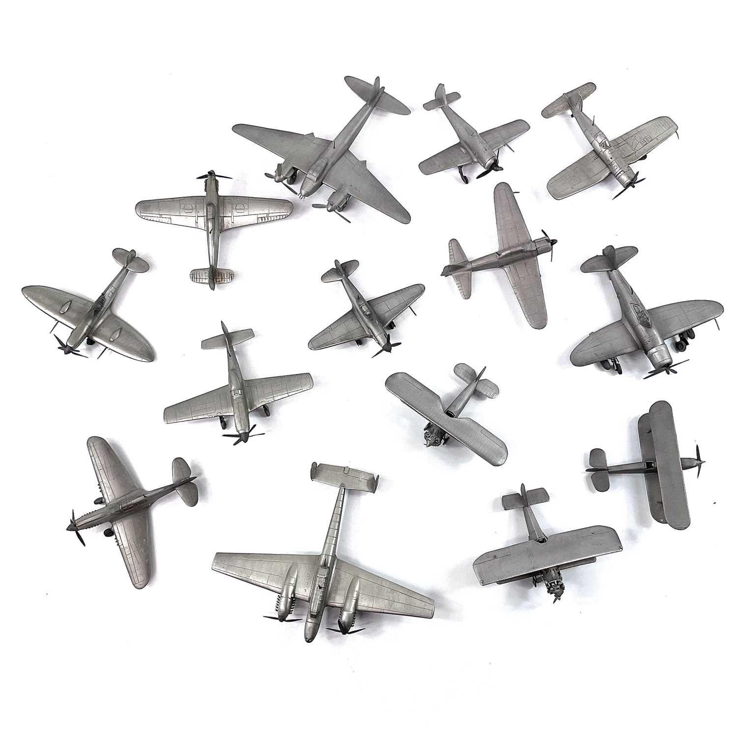 Lot 771 - Pewter Aircraft Frankilin Mint? (x14).