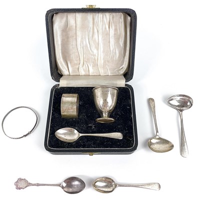 Lot 146 - A silver three piece Christening set by Viners, Sheffield 1960.