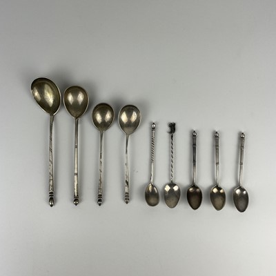 Lot 90 - Eight various Russian silver spoons.