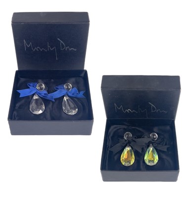 Lot 378 - Two pairs of Monty Don Swarovski crystal glass pendant earrings.