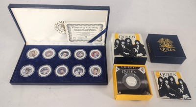 Lot 329 - 2020 Music Legends 'Queen' 0.5 oz silver proof coin and 'Elvis' state quarters.