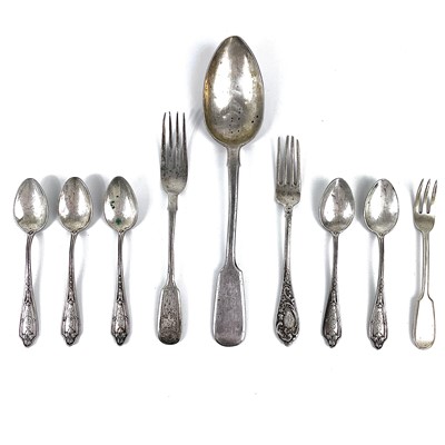 Lot 18 - A collection of Russian silver spoons and forks.