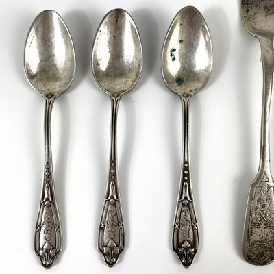 Lot 18 - A collection of Russian silver spoons and forks.