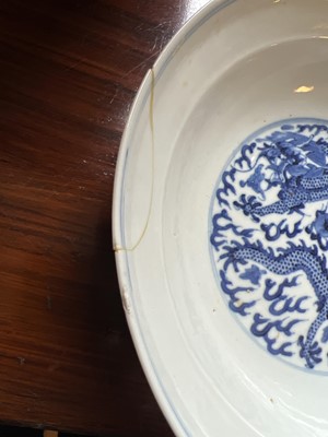 Lot 37 - A Chinese blue and white porcelain bowl, Guangxu six character mark