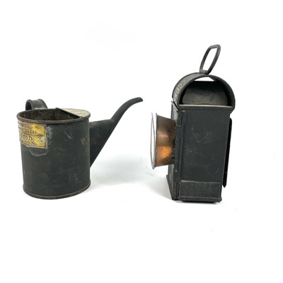 Lot 679 - Transport-Railways-Railwayana Linley & Co. GWR lamp & Cheshire Lines Committee Signal Box Oil Can.