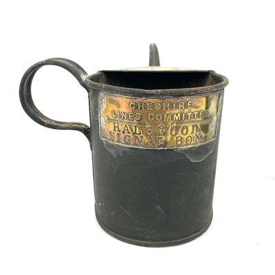 Lot 679 - Transport-Railways-Railwayana Linley & Co. GWR lamp & Cheshire Lines Committee Signal Box Oil Can.