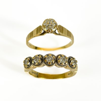 Lot 260 - Two 9ct gold diamond set rings.