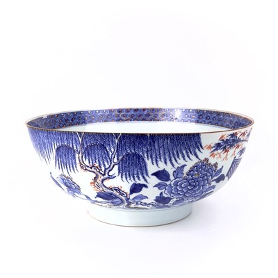 Lot 157 - A Chinese export porcelain punch bowl, 18th century.