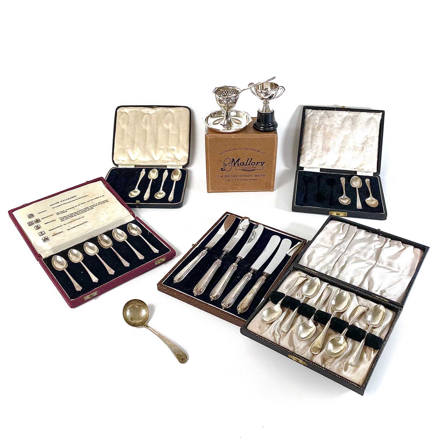 Lot 148 - A set of six silver 'silver hallmarks' teaspoons, 1972.