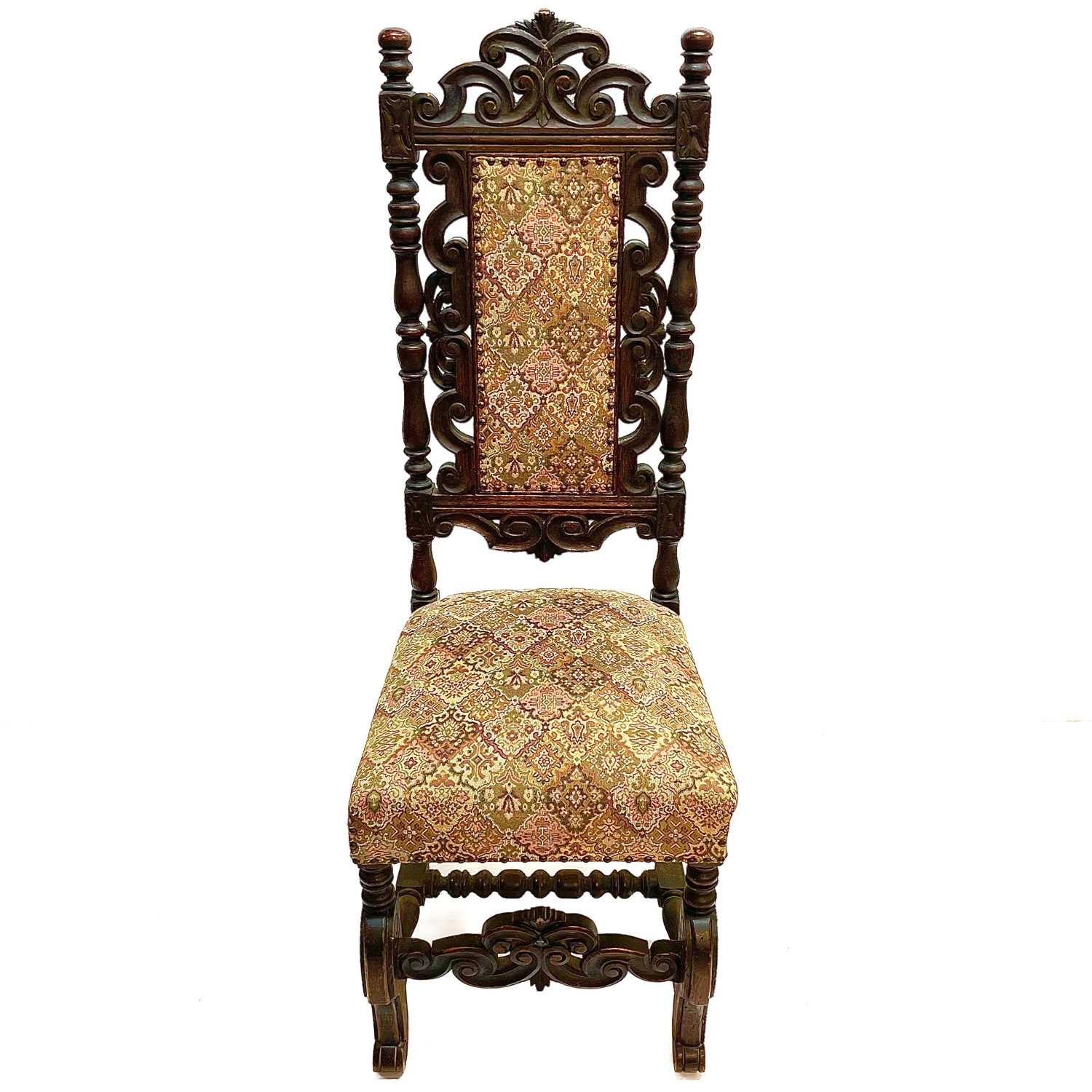 Lot 17 - A 17th century style oak side chair.