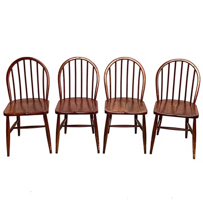 Lot 152 - A set of four beech framed Utility dining chairs.