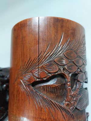 Lot 178 - A pair of Chinese bamboo cylindrical brush pots, circa 1900.