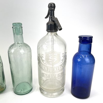 Lot 327 - A soda siphon bearing acid etched inscription 'John Tucker & Son St. Ives Pure Table Water'.