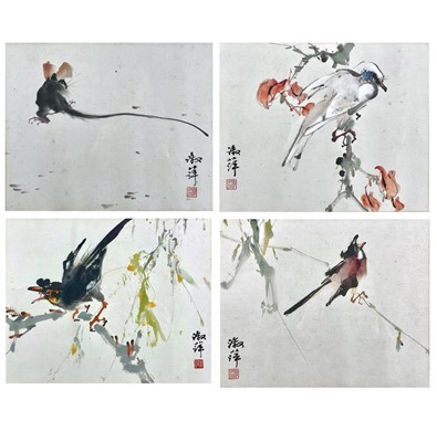 Lot 380 - After Zhao Shao'ang (1905-1995) early 20th century, four Chinese watercolours.