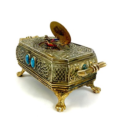 Lot 50 - A 20th century German gilt metal bird automaton music box.