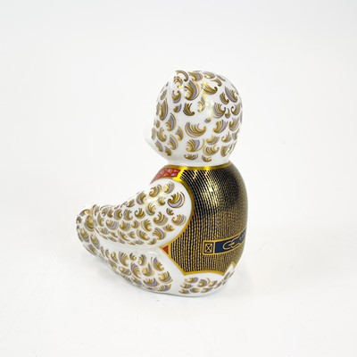 Lot 855 - A Royal Crown Derby porcelain teddy bear paperweight decorated in Imari and gilt highlights.