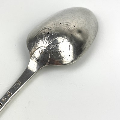 Lot 11 - A George III silver Hanoverian pattern table spoon.