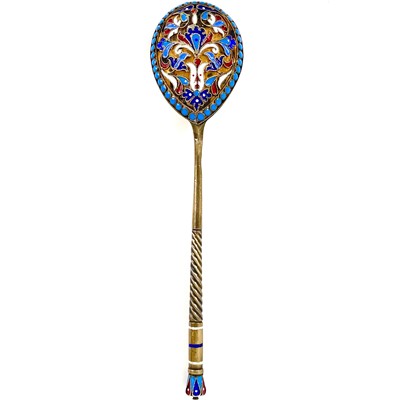Lot 13 - An Imperial Russian silver gilt and enamel spoon.