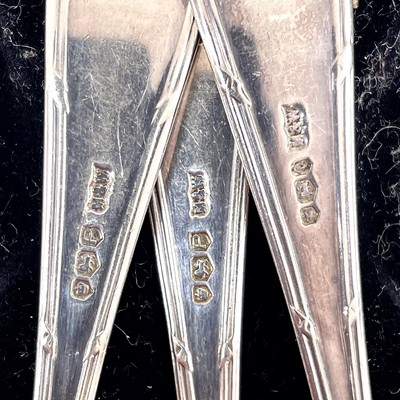 Lot 67 - A cased set of six silver teaspoons by Mappin & Webb.