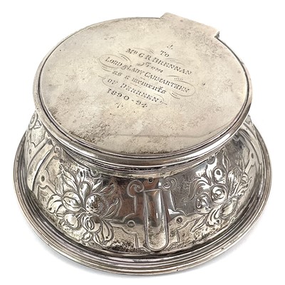 Lot 109 - A Victorian silver inkwell by lambert of Coventry Street London.