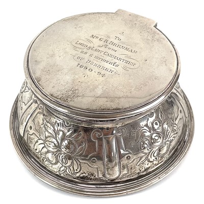 Lot 81 - A Victorian silver inkwell by lambert of Coventry Street London.