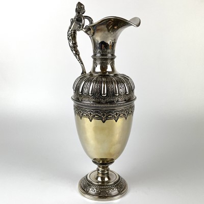 Lot 12 - An impressive Victorian silver wine ewer by Sibrey Hall & Co.