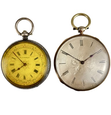 Lot 470 - A 19th century Swiss white metal and gold plated dress pocket watch.