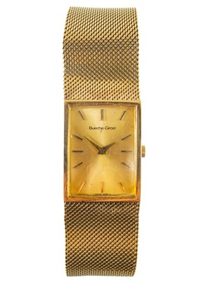 Lot 478 - A Bueche-Girod 9ct gold gentleman's manual wind bracelet wristwatch.