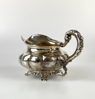 Lot 41 - An impressive William IV Irish silver three piece tea set by James Moore.