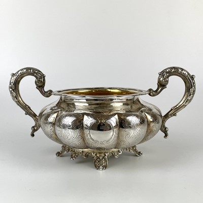 Lot 41 - An impressive William IV Irish silver three piece tea set by James Moore.
