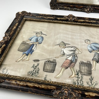 Lot 22 - Three Chinese paintings on silk, late 19th century.