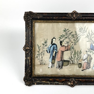 Lot 22 - Three Chinese paintings on silk, late 19th century.