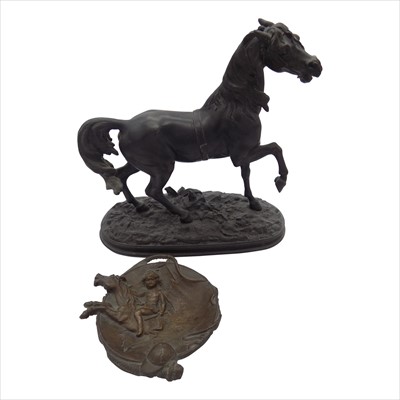 Lot 179 - A late 19th century spelter Marly horse,...