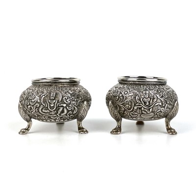 Lot 1008 - A pair of Indian 925 silver salts.