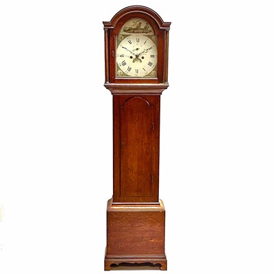 Lot 214 - A late George III oak eight day longcase clock.