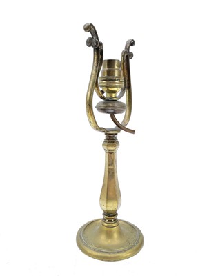 Lot 99 - A ships brass wall mounted gimbal lamp.