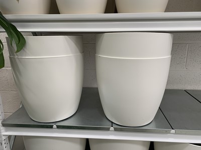 Lot 291 - Four large white plastic 'elho' pots, 40cm...