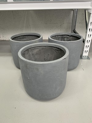 Lot 296 - Three 27cm grey fibre clay Brockwell planters.