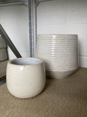 Lot 295 - Two crackle glazed ceramic pots. Height of the...