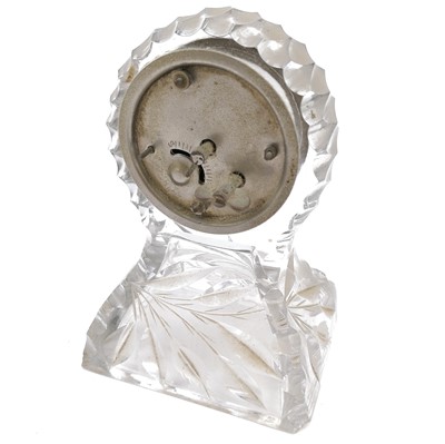 Lot 129 - A 20th century cut glass desk clock with The New Haven Clock Co USA movement.