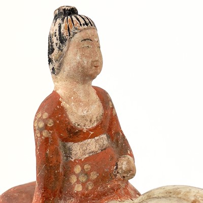 Lot 43 - A Chinese terracotta pottery equestrian figure, Tang Dynasty. (618-907)